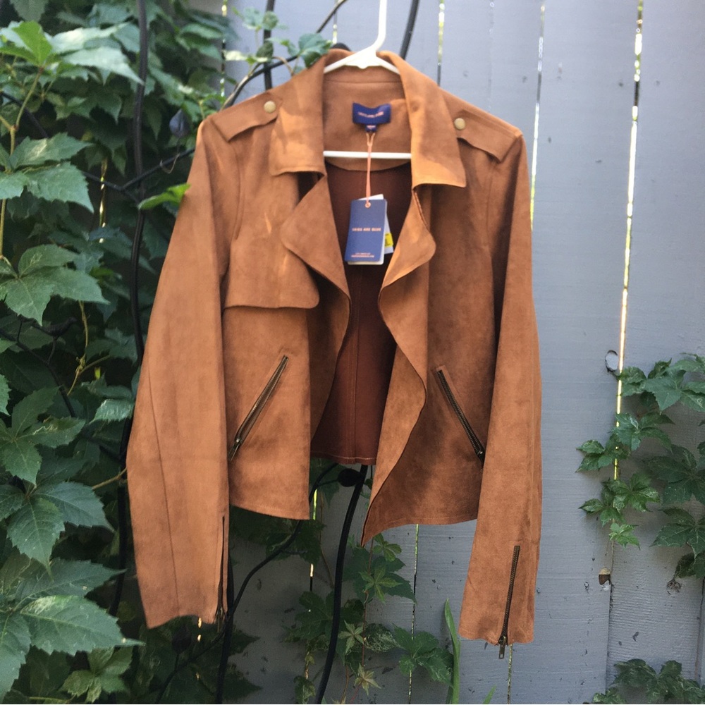 Skies Are Blue • Faux Suede Biker Jacket • Camel Color